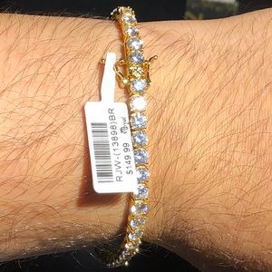 Brand New Gold Finished Lab Diamond Tenis Bracelet